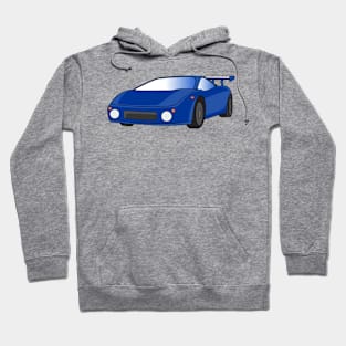 Blue sports car with airfoil illustration Hoodie